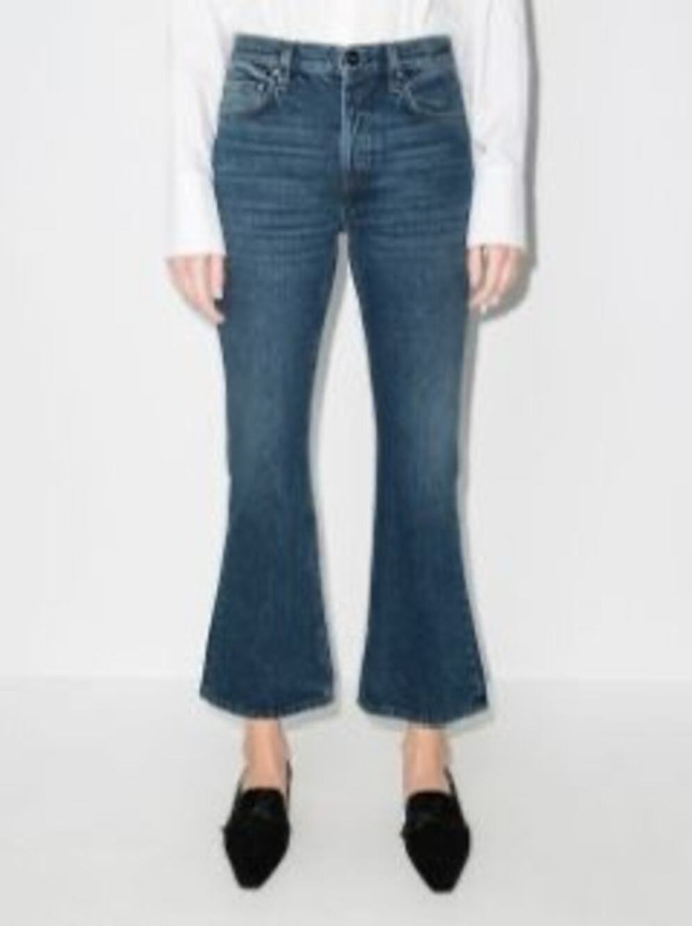 TOTEME Blue High Rise Cropped Kick Flare Jeans Denim Size 29 L34